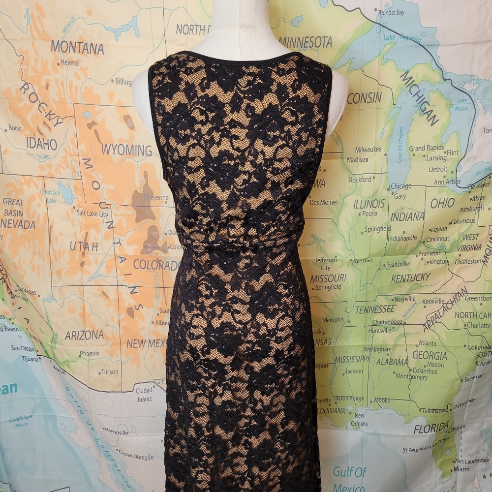 Karen Kane Black Lace Sleeveless V-neck Dress Size M - Picture 7 of 16